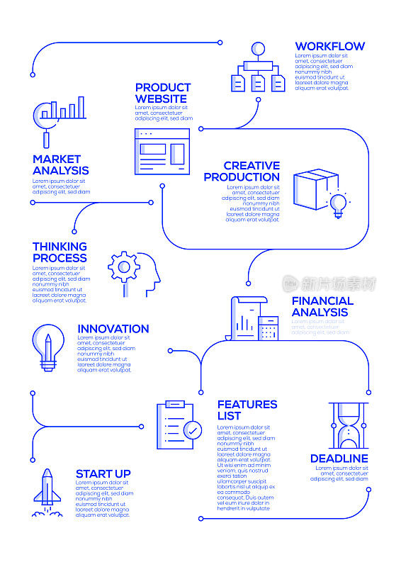 Start Up and Development Vector Concept and Infographic Design Elements in Linear Style